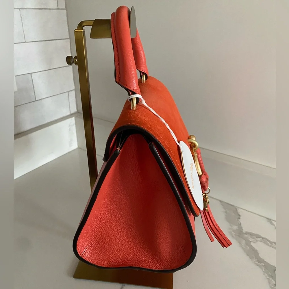 🆕 SEE BY CHLOE JOAN MINI CROSSBODY BAG FLAP TOP HANDLE GIPSY ORANGE LEATHER - Picture 7 of 16